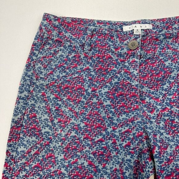 Cabi Womens Palm Beach Ankle Skinny Pants 806 Multicolor Floral Mid Rise Zip 8 - Picture 3 of 10